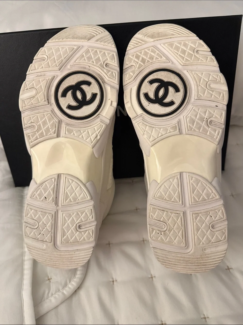 CHANEL Cream Suede CC Logo Sneaker - Women's
